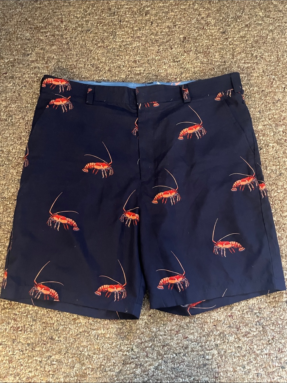 Men's Navy Shorts with Red Lobster Print